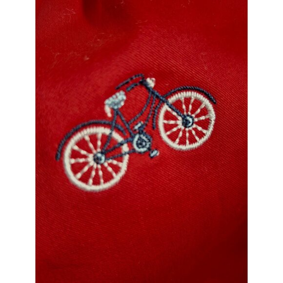 Alfred Dunner Red Bicycle Embroidered Elastic Waist Pants Size 14 Cotton/Polyest - Picture 2 of 6